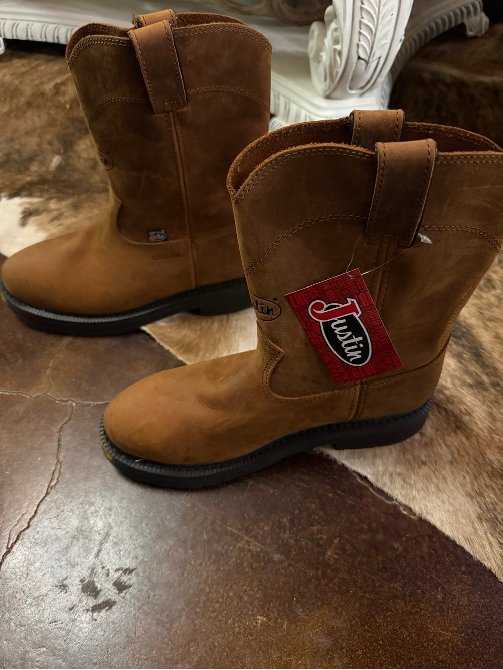 Justin Brown  Western Work Boots - Men's